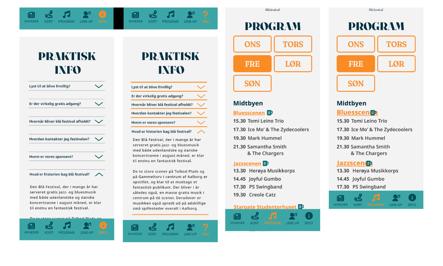 Billede af wireframes og mockup