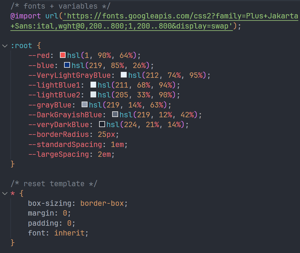 Billede af CSS variables og reset